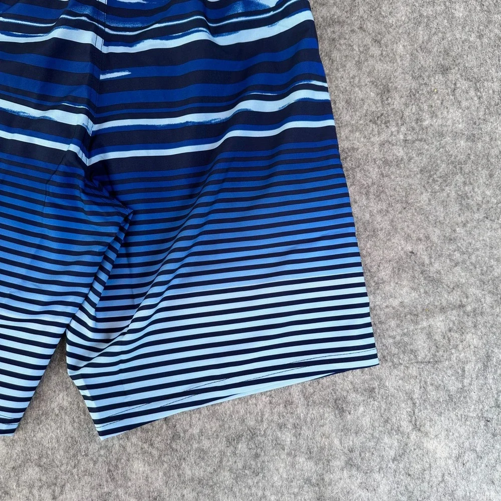 Nike Swim Mens Blue Striped 9 Inch Inseam Board Shorts NESSD545-440 Size S NEW